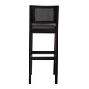 Banqueta de Madera Silvia con Respaldo en Malla y Asiento Tapizado – Negra – Lino Oscuro