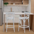 Banqueta de Madera X Boho – Color Laca Blanca Mate – Alta